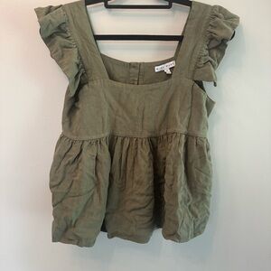 Miou Muse Olive Ruffle Sleeve Blouse‎